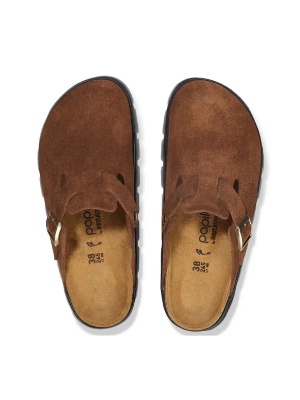 Birkenstock Women's Boston Chunky Suede Leather Clogs - Dark Tea/Black